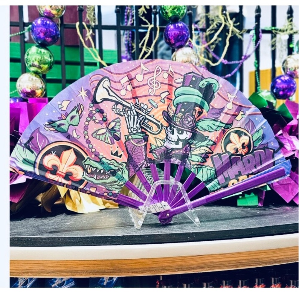 Folding Fan Oversized Mardi Gras Hand - Brand New With Tags - Universal Studios